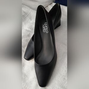 Franco Sarto Jesslyn Black Dress Pump Almond Toe 1.75" Heel Manmade Size 7M NEW